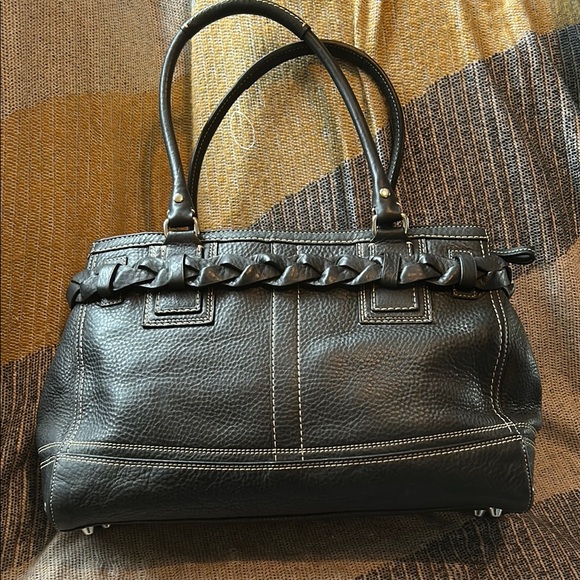 Coach Hamptons Black Pebbled Leather Carryall - Picture 3 of 12